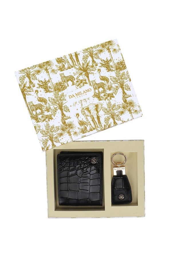 Da Milano Genuine Leather Black Men Wallet & Keychain (0027-2) - Image 2